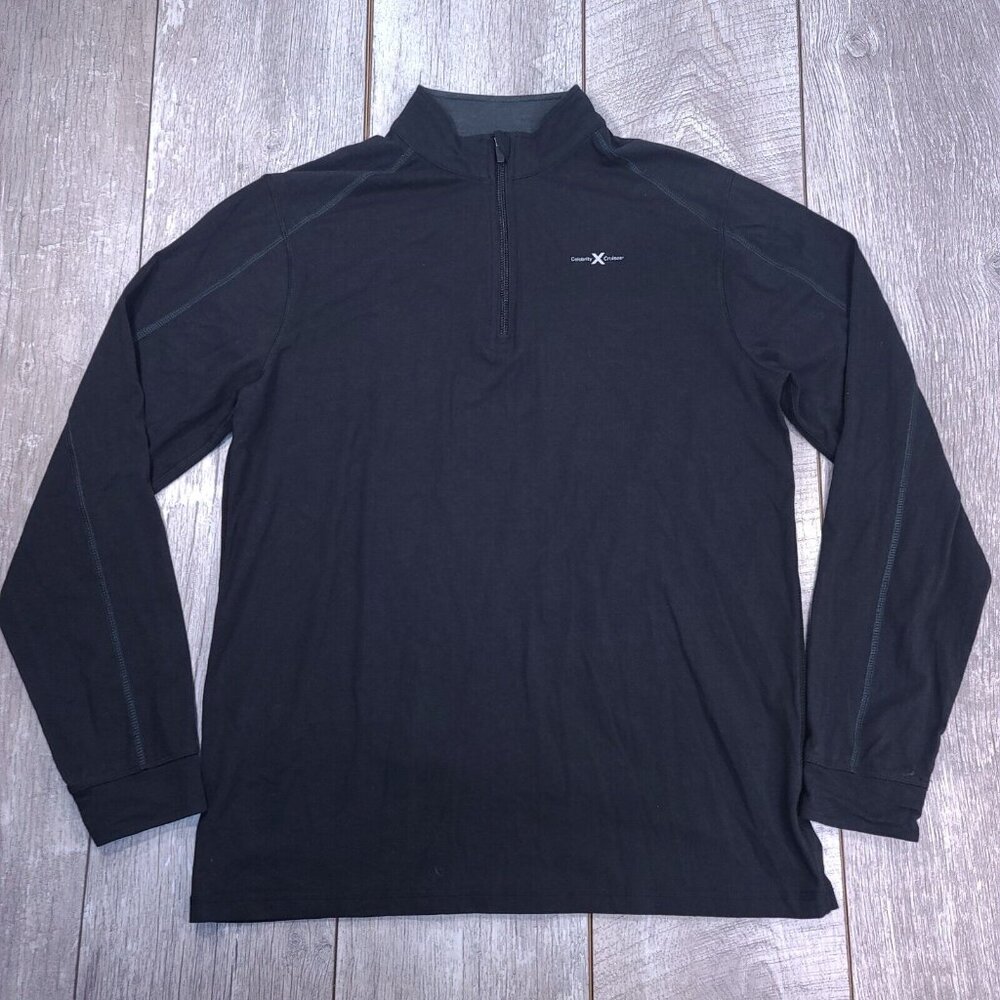 Tasc Sweater Mens Medium Carrollton Lightweight 1/4 Zip Black Pullover Golf